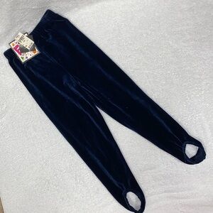 NWT vintage Fierce stretch velour navy stirrup pants medium 5
